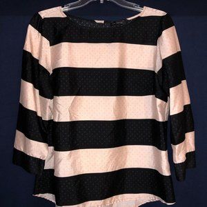 The Limited Black and Pink/Blush Stripe Blouse